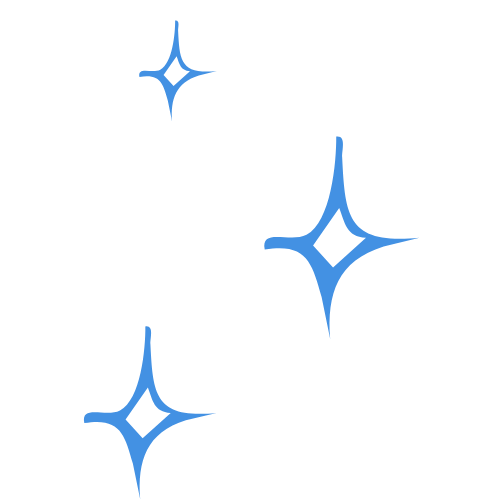 Black background with blue star-shaped sparkles of varying sizes.