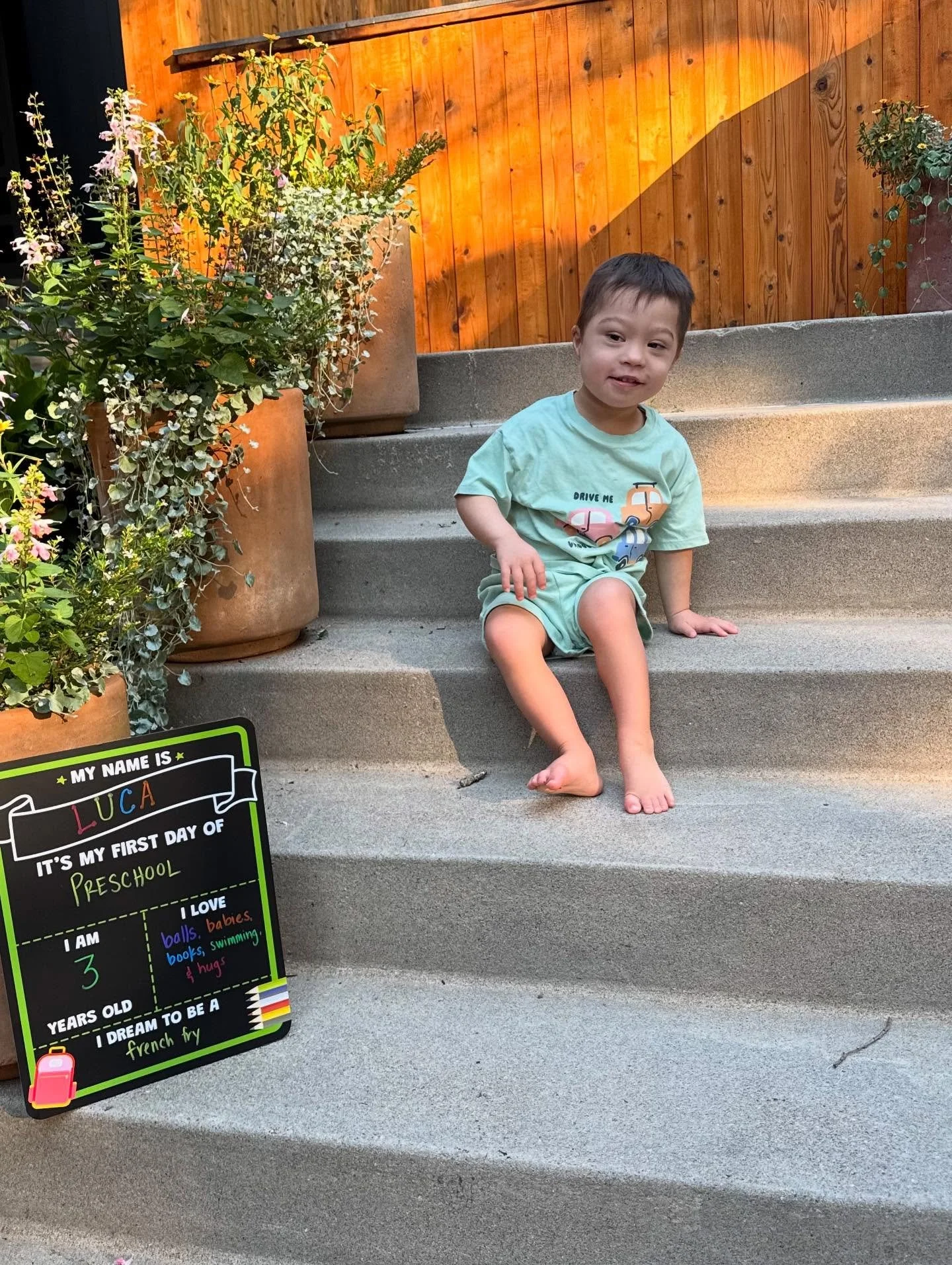 F I R S T ❤️ D A Y

Luca&rsquo;s double diagnosis &mdash; bilateral sensorineural hearing loss + Down syndrome &mdash; is an extremely rare combination . 💙💛
 We&rsquo;ve found such a beautiful home in our Down syndrome community, but there&rsquo;s 