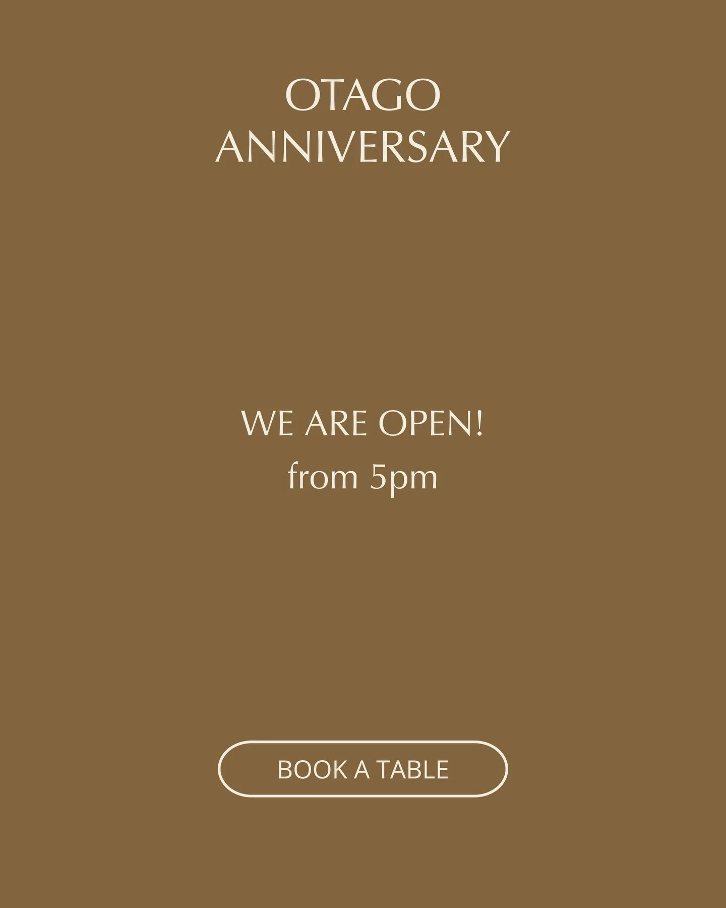 Happy Otago Anniversary Day! 
Rātā is open from 5pm, we&rsquo;d love to see you.