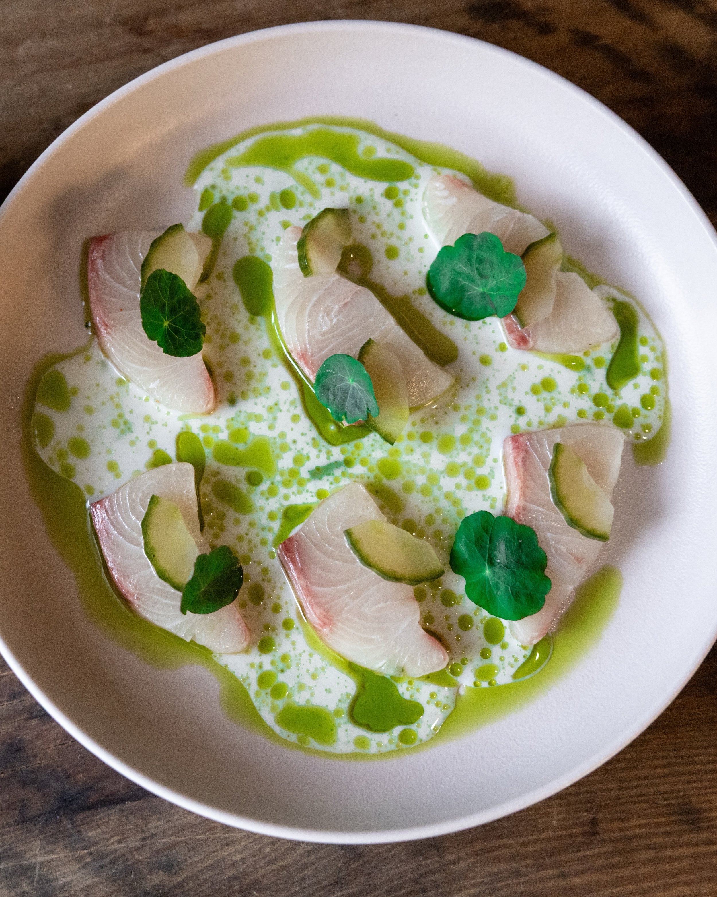 &ldquo;Everything I&rsquo;d hoped it would be. Delicate, beautifully balanced and one of those dishes that reminds you just how clever simplicity can be.&rdquo; &mdash; Lisa Hollinshead, Mamamia.

Kingfish crudo.