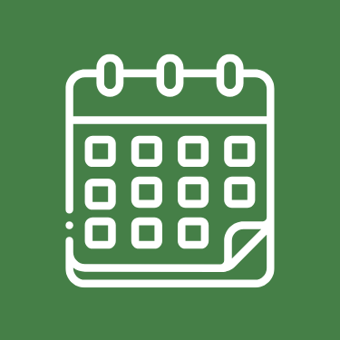 Icon of a calendar with a green background.