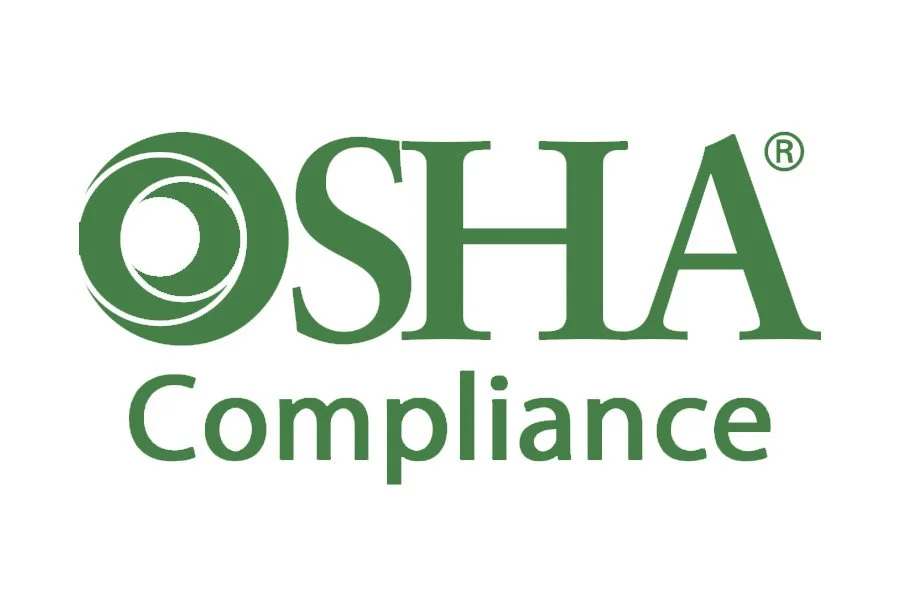 OSHA Compliance logo in green with a circular design and the words OSHA Compliance.