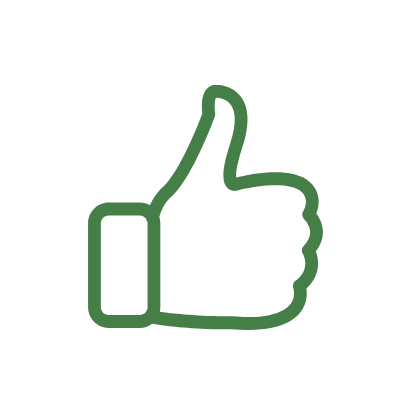 Green thumbs-up icon on a white background