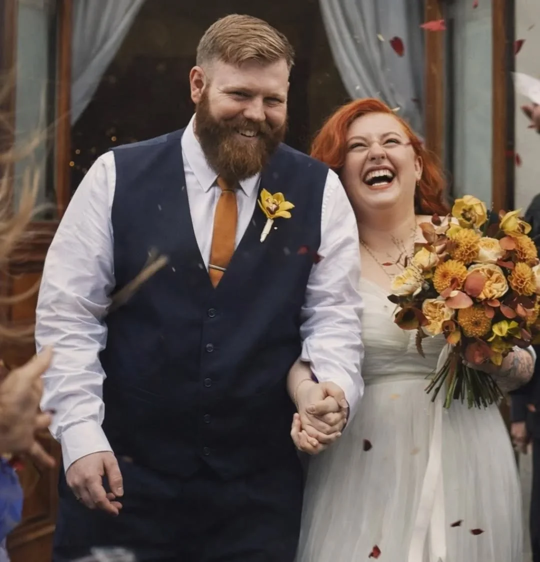 Mr &amp; Mrs Jackson 🧡

It was a pleasure bringing Maisie's autumnal floral vision to life. Made with Dahlia, Garden Roses, Amaranthus, Orchid, red Eucalyptus, a little grass, and a lot of love! 

#york #yorkflorist #florist #weddings #bridal #brida