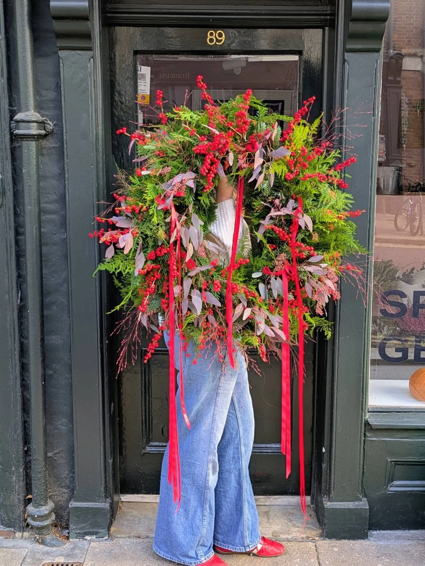 Matching our new door wreath with my shoes 🍒 another new wreath design 👀 full collection next Friday for pre-orders

#york #yorkflorist #yorkchristmas #yorkchristmasmarket #yorkwreathmaking