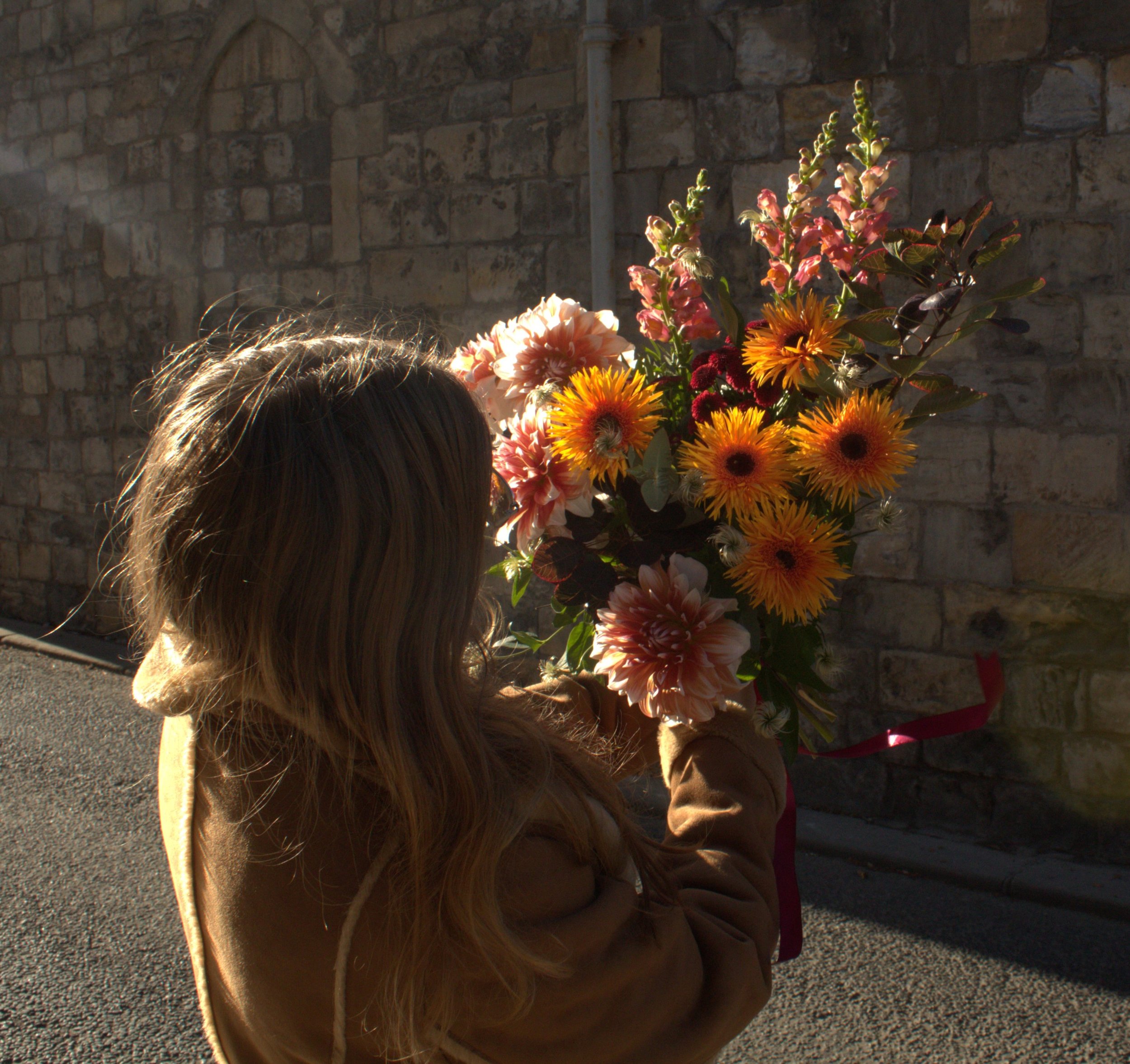 Seasonal bouquet created by contemporary York florist Spider Gerbera
