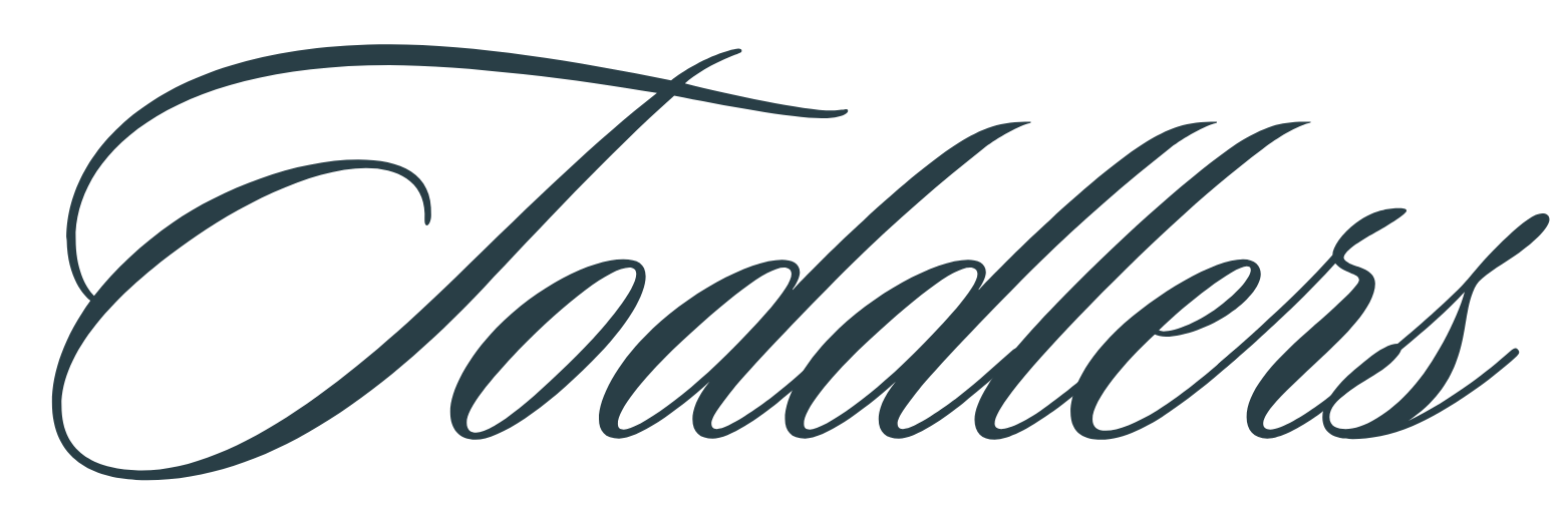 Close-up of the word "Taddlers" written in elegant, cursive script.