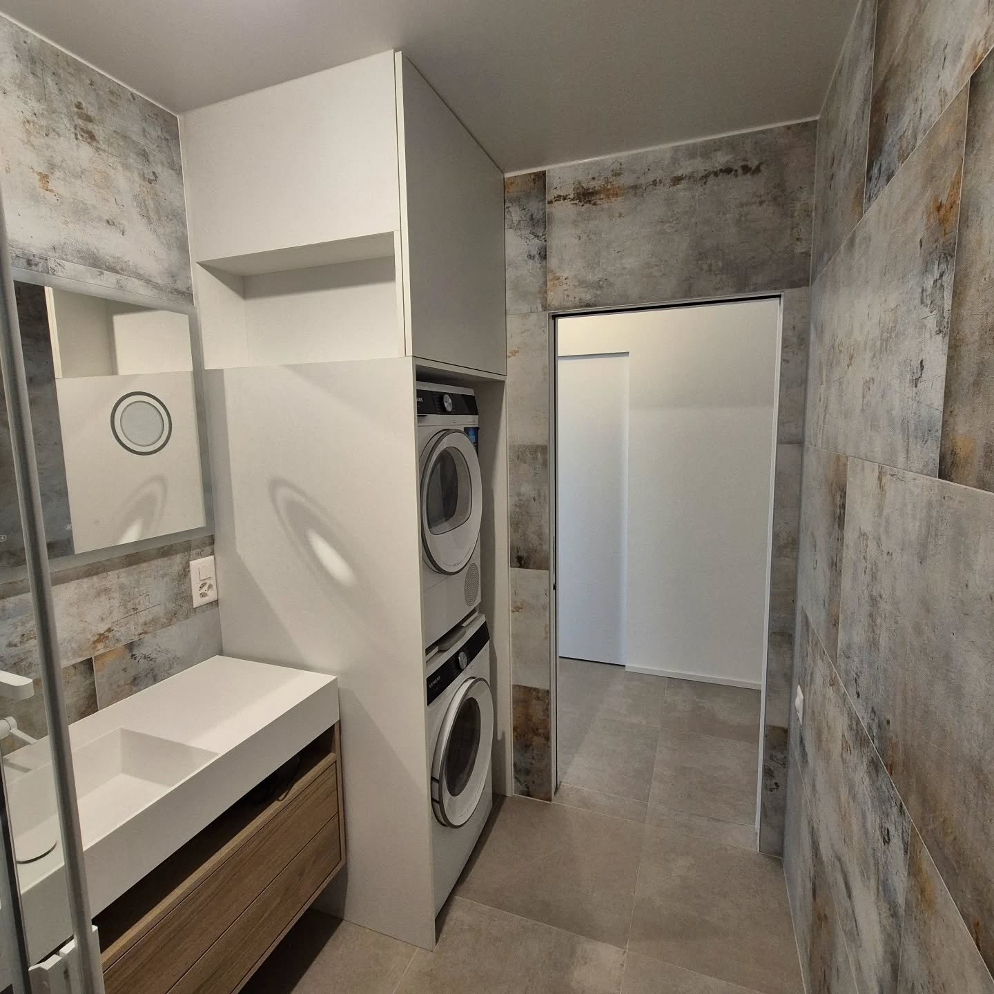 Meuble cache machine &agrave; laver et rangement haut