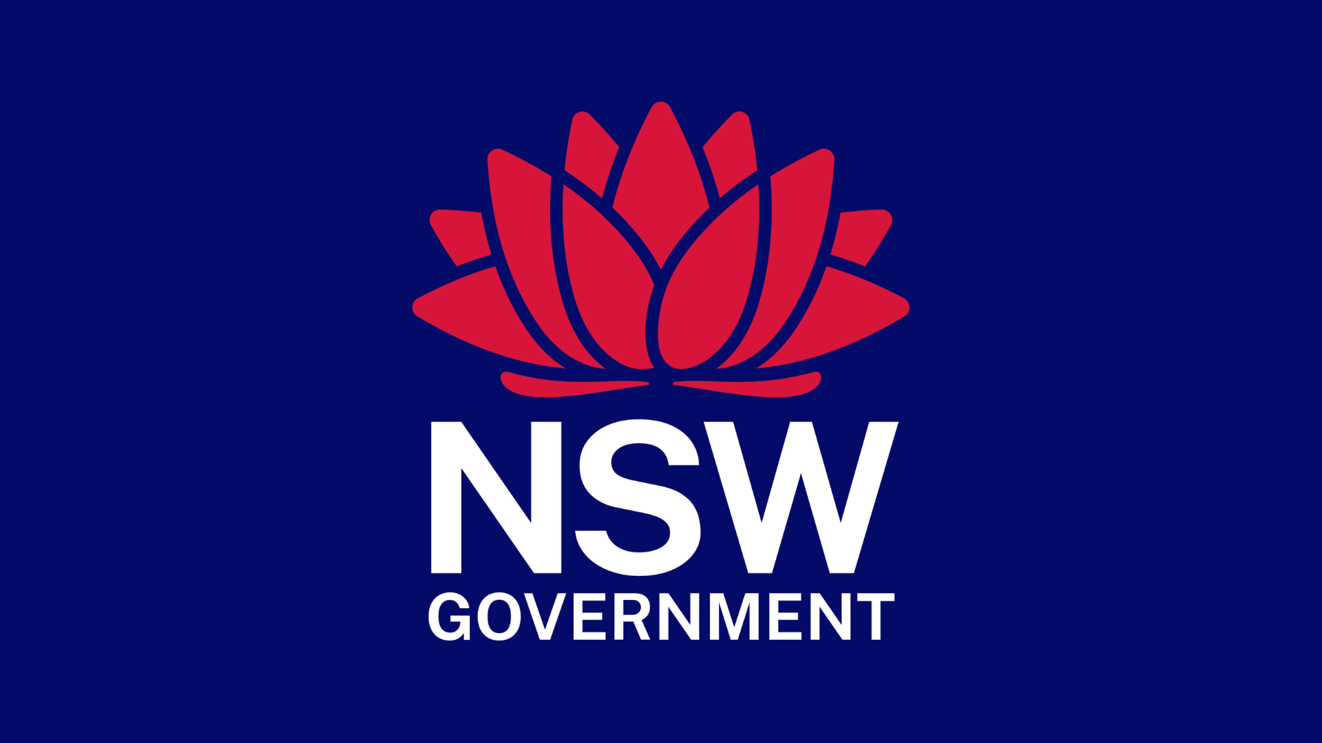The New South Wales government logo featuring a red waratah flower above the white text 'NSW GOVERNMENT' on a dark blue background.