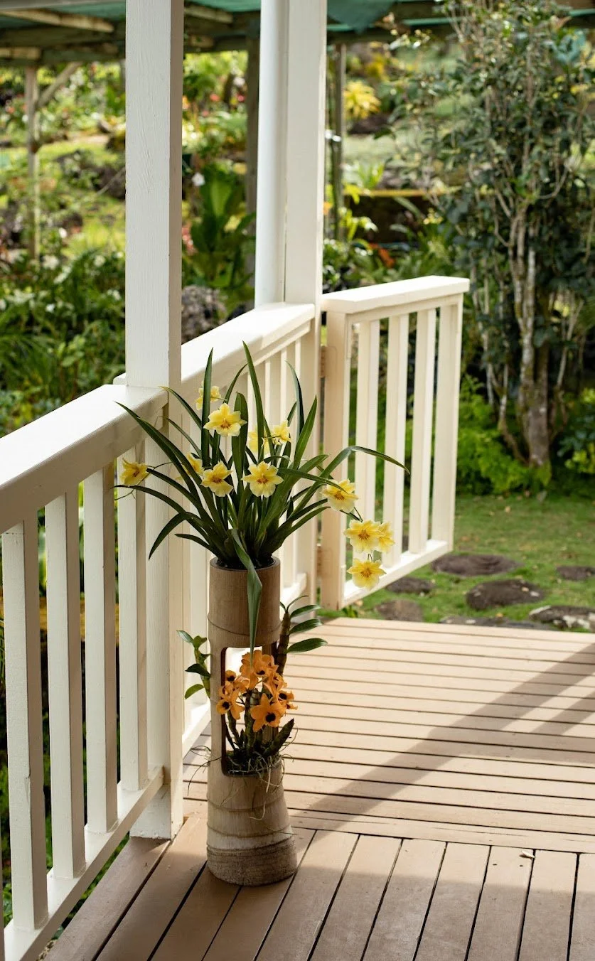 Orchid design on lanai entry at private residence.
