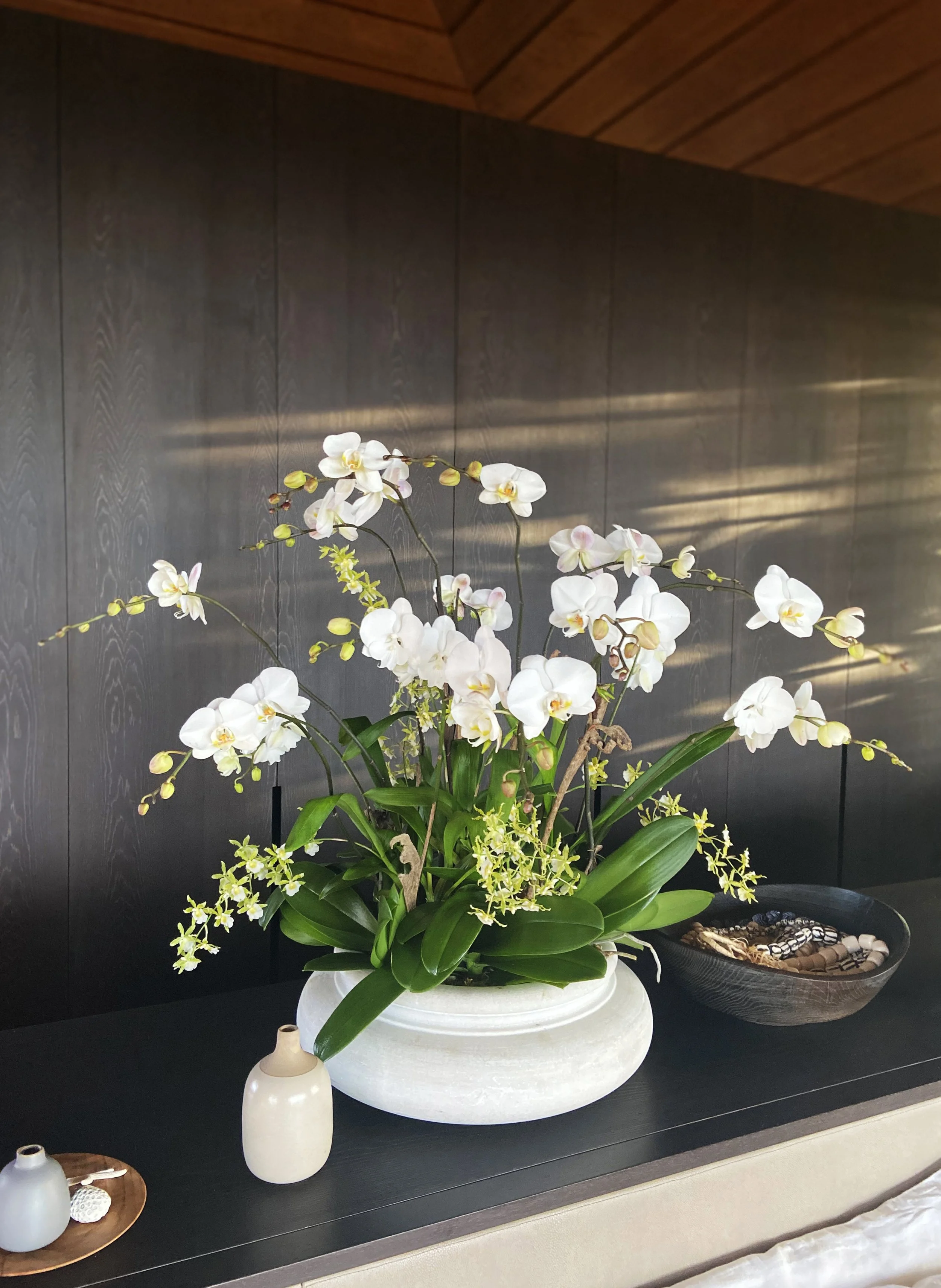 Phalaenopsis custom orchid installation at a private residence in Kona, Hawaii.