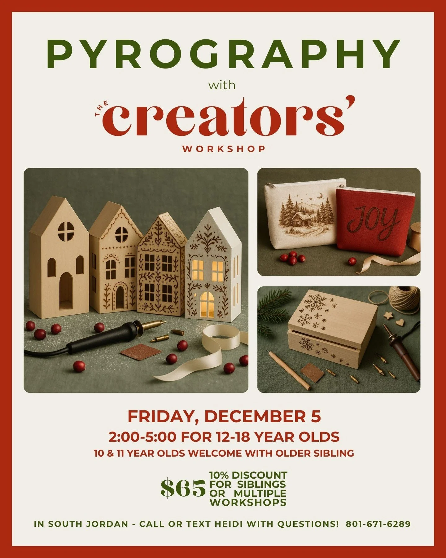 We have some space in this wood burning workshop TOMORROW/FRIDAY for ages 12-18 (and 10/11 year olds if they are focused and can work well with the older kids). It's going to be awesome! We'll start with a technique lesson, do a practice project, and