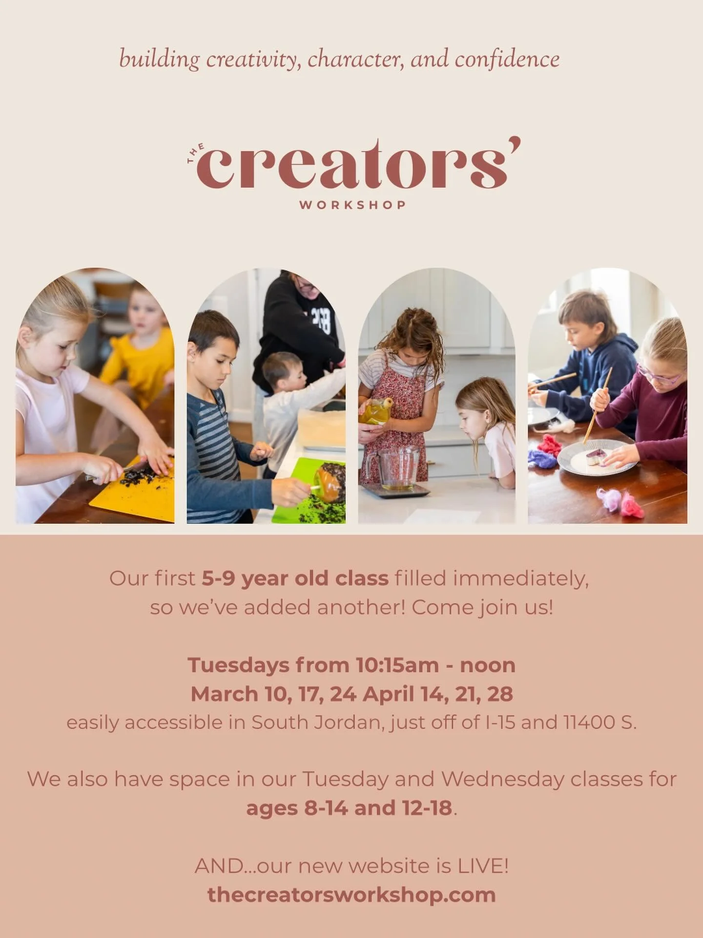 We&rsquo;re so excited to add another option for 5-9 year olds beginning right away! Just look at these cuties...they&rsquo;re learning REAL skills WHILE being creative, and we love them so much.

If you are looking for activities for your children a