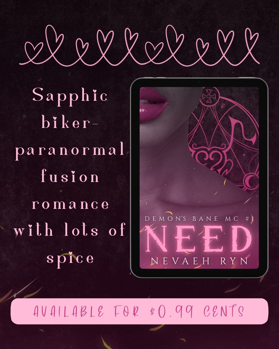 Looking for a short and cheap read? Then check out Need! It centers on Michella O'Day, a 22-year-old MC princess, and Allura, a succubus posing as a human club girl and stripper. If that sounds interesting, learn more on Amazon! 
.
.
.
.
.
.
#booksta