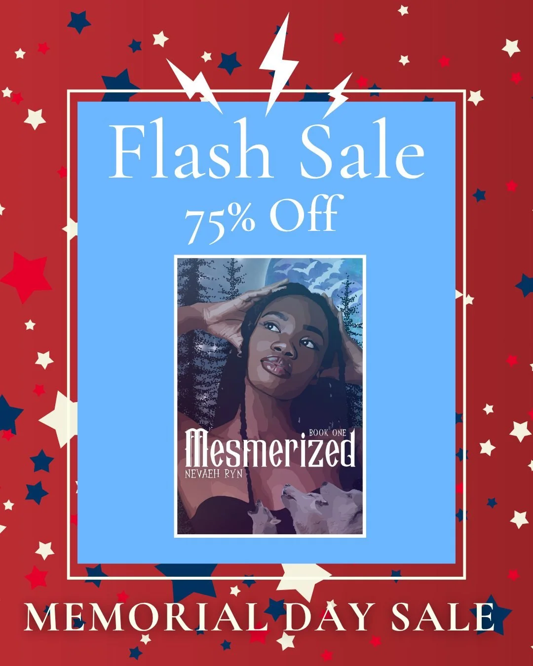 Happy Memorial Day! To celebrate, Mesmerized is again available for $0.99, a 75% drop from the usual $3.99. A little refresher, Mesmerized is a Black paranormal romance with a bisexual FMC, that also features a female werewolf and male vampire as lov