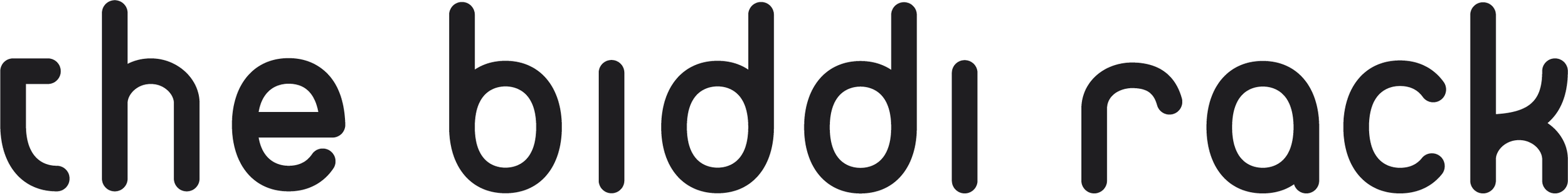 The Biddi Rack in Black Moort Font.