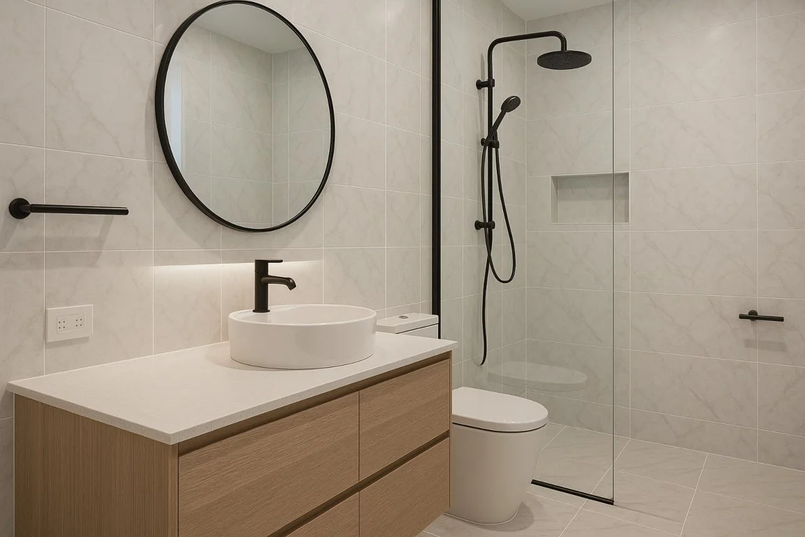 Bathroom renovation transformation using modern fixtures by NexGen Projects Brisbane
