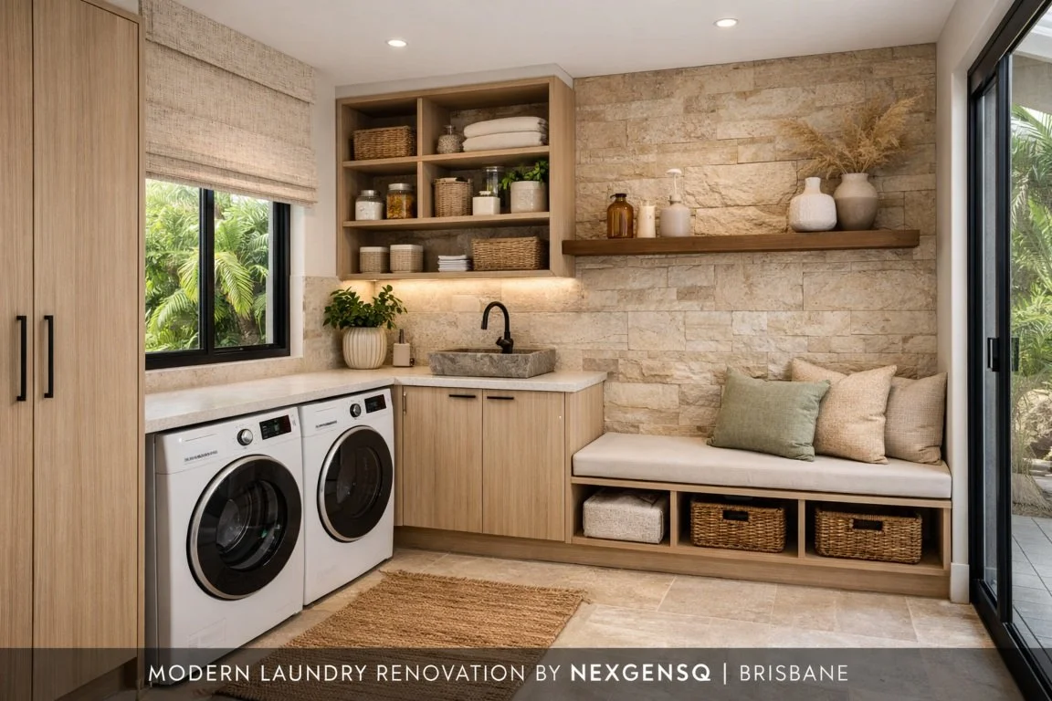 Modern laundry renovation in Brisbane by NexgenSQ