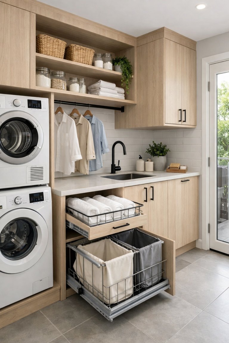 Cost-effective laundry renovation in a Brisbane home with modern cabinetry and smart storage