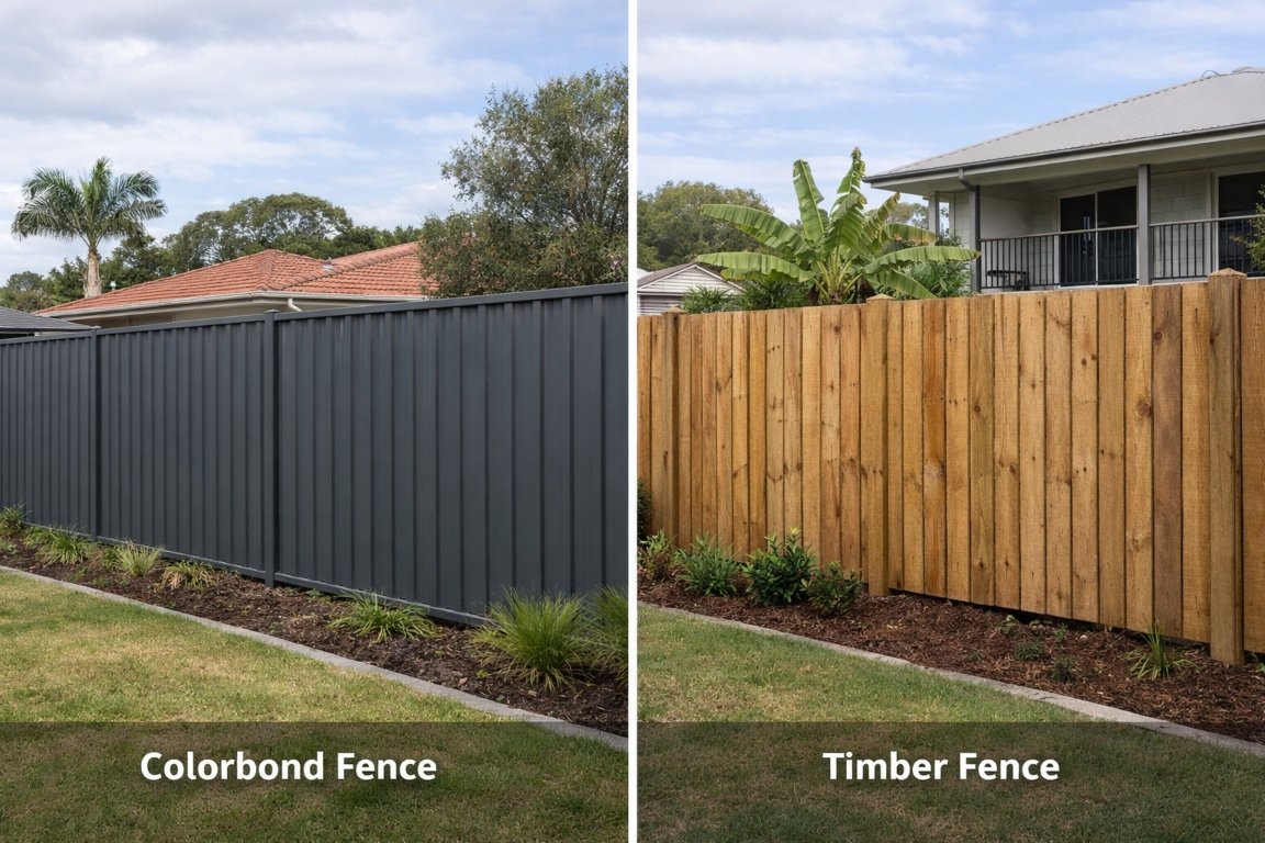 Colorbond fence vs timber fence comparison for Brisbane residential homes