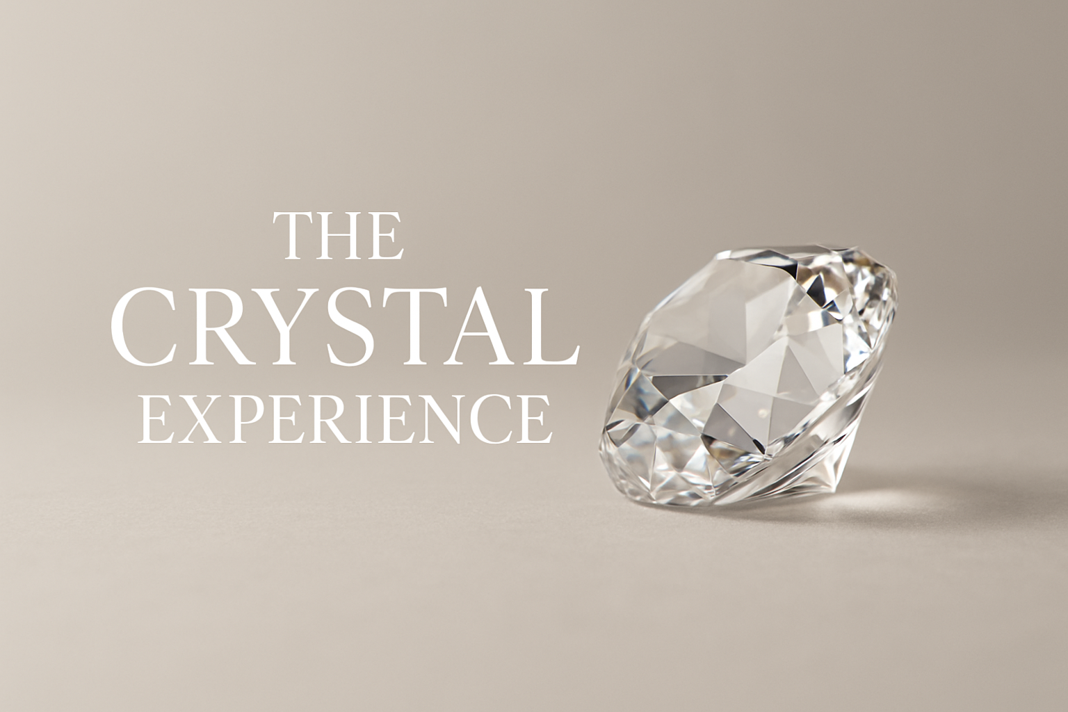 Texto que dice 'La experiencia del cristal' junto a un diamante brillante