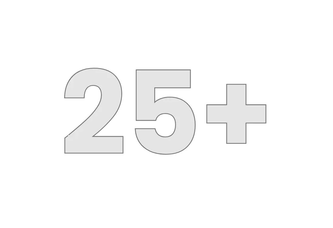 Digital display showing the number 25+.