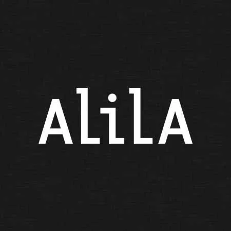 The word 'ALILA' written in white capital letters on a black background.