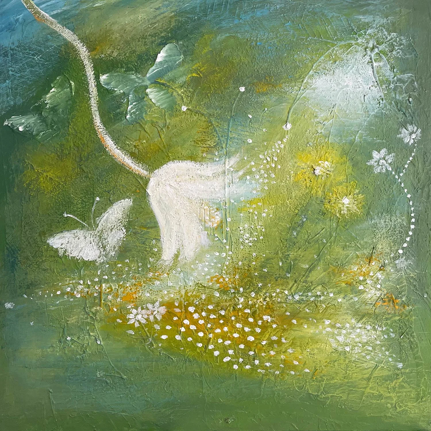 Es leuchtet Frühling, Acryl-Collage auf Leinwand (30 x 40 cm)