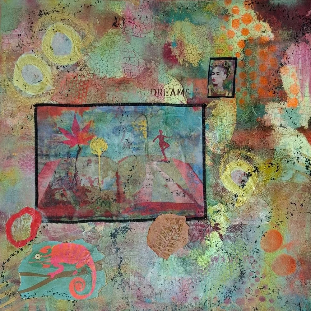 Fridas Dream, 50x50 cm, Acryl und Mix- Material auf Canvas