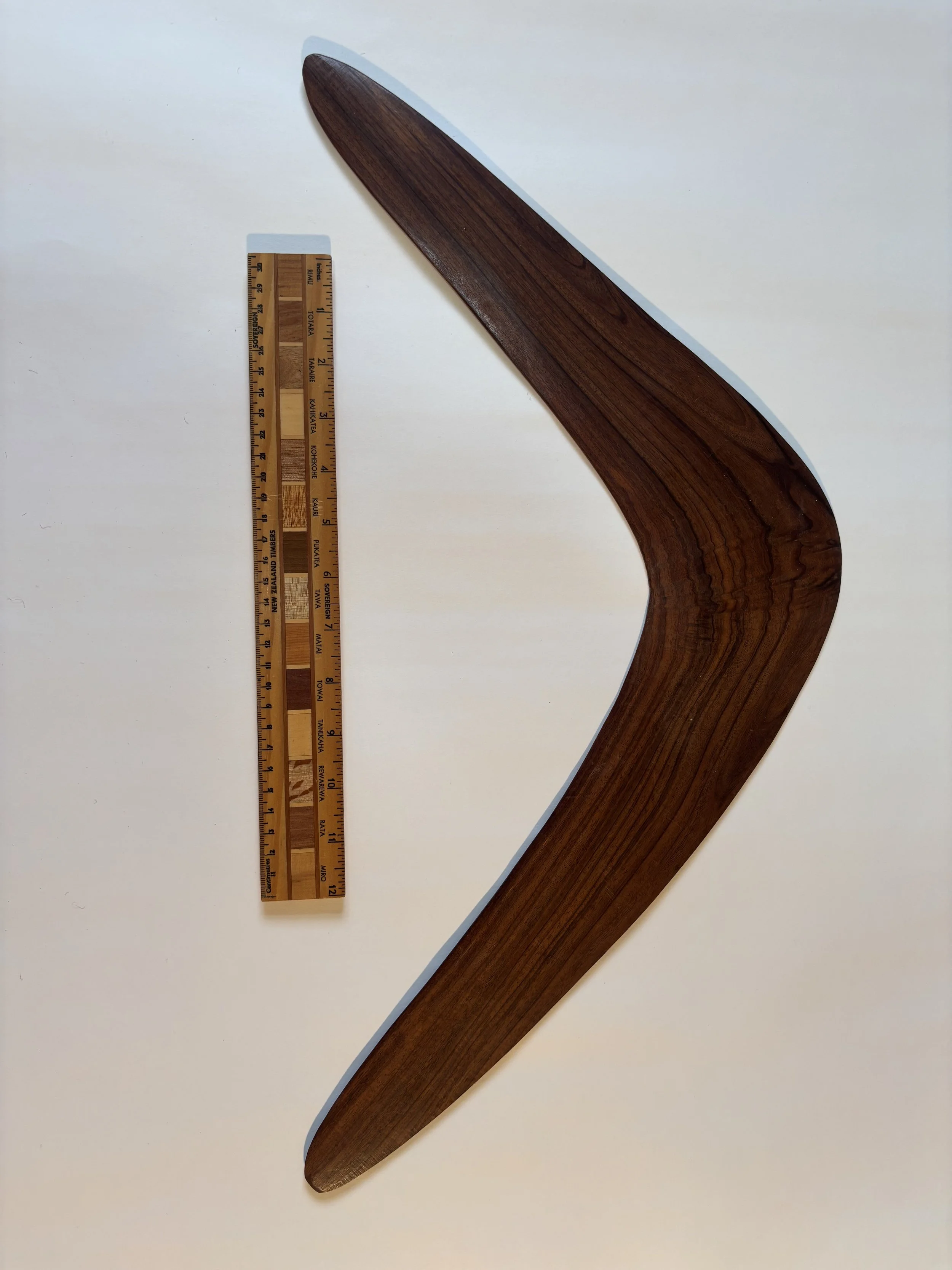 A classic example of a tropical hardwood rang cut from a natural tree elbow; origin unknown