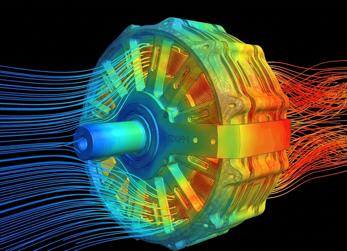 A colorful digital illustration of a dynamically turboprop engine in motion, with airflow lines indicating airflow direction.