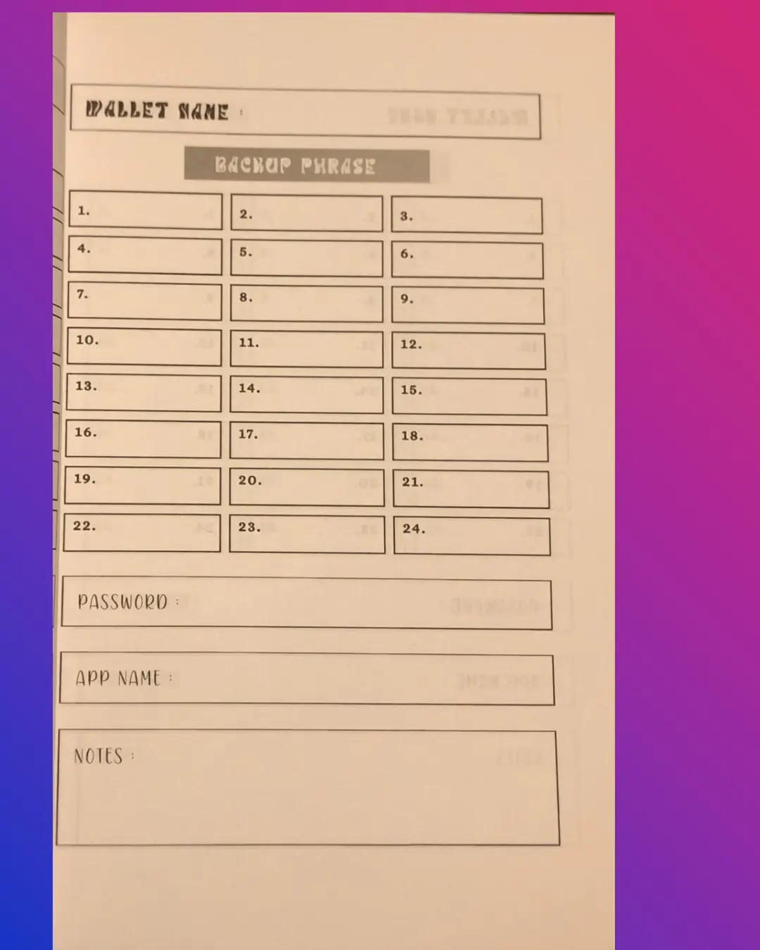 Crypto Wallet – Offline Tracking Logbook