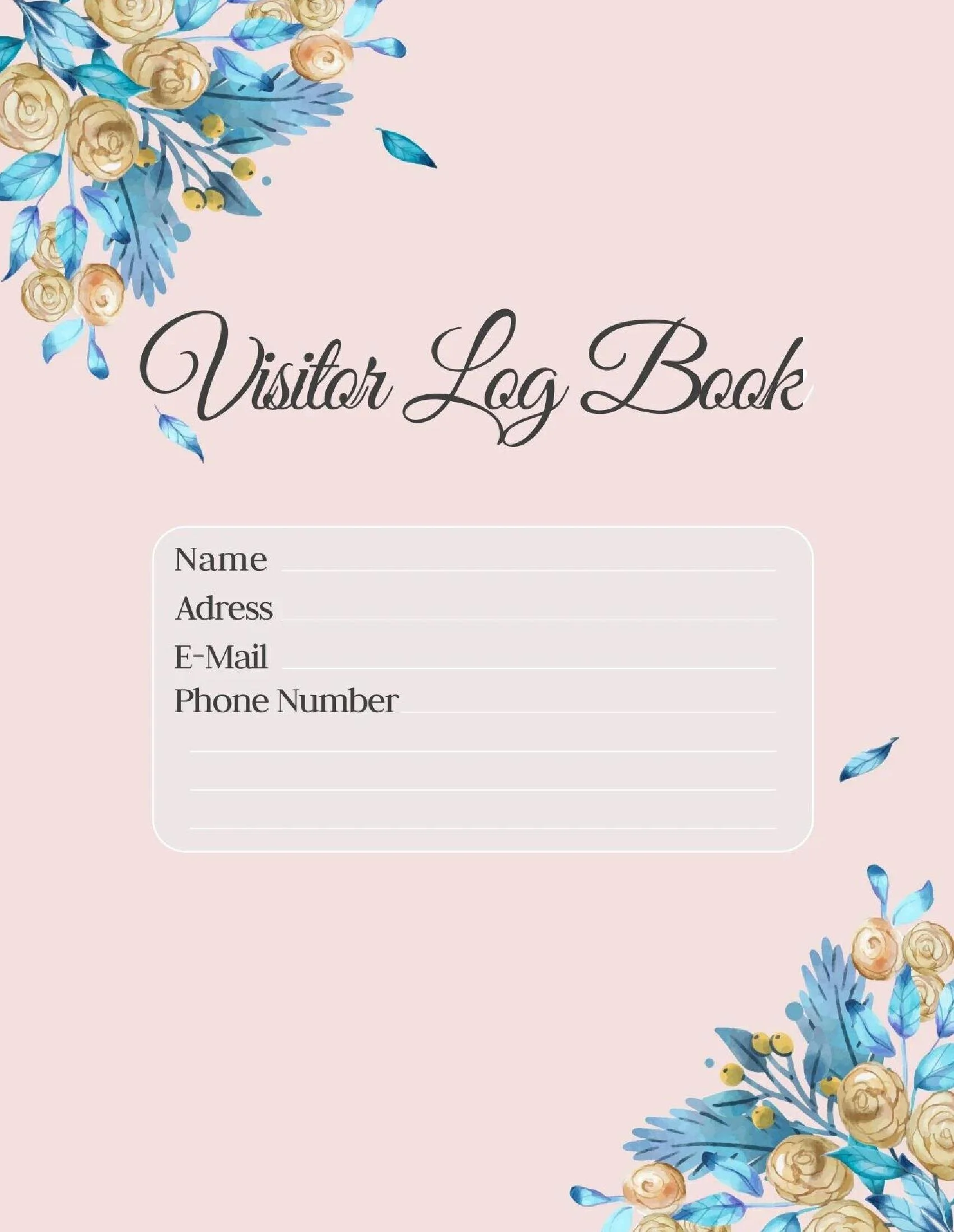 Visitor Log Book with Floral Borders