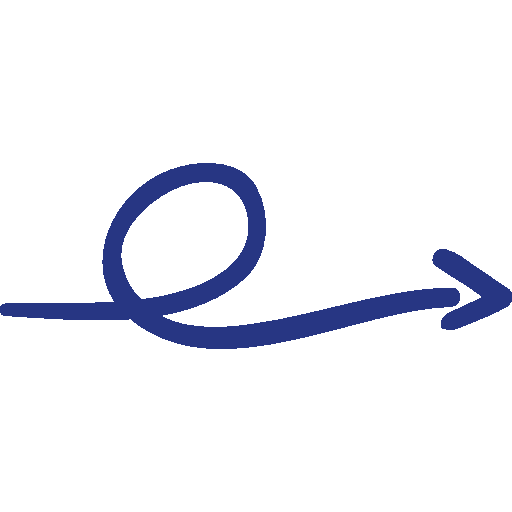 En enkel, blå pil som peker mot høyre, med en sirkel foran pilens løp.