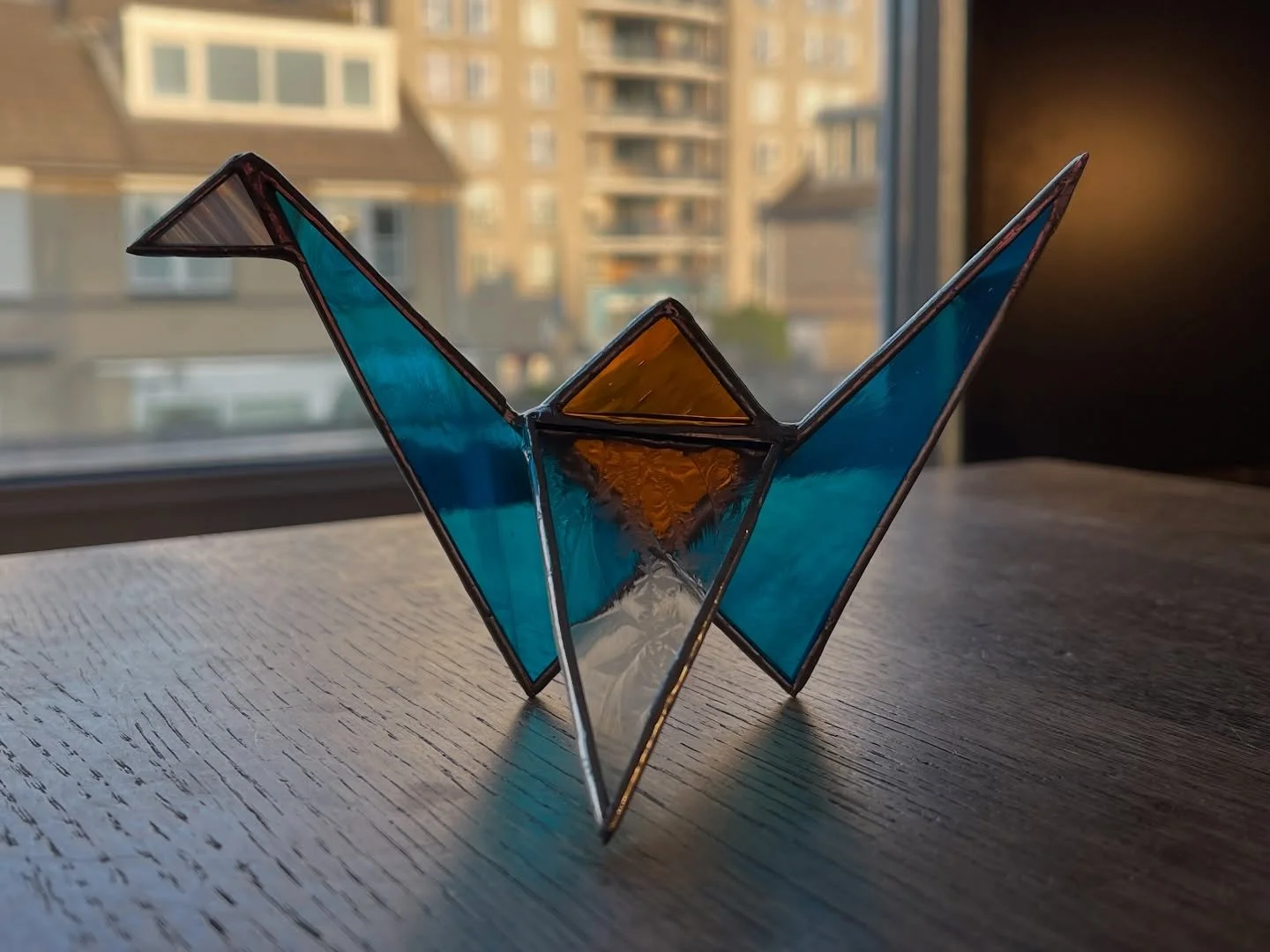 I made some new paper cranes (actually glass cranes now haha). This was one of the first things I&rsquo;ve ever made out of stained glass, so it&rsquo;s really fun to see how my technique is improving. The cute little cranes keep getting better and b