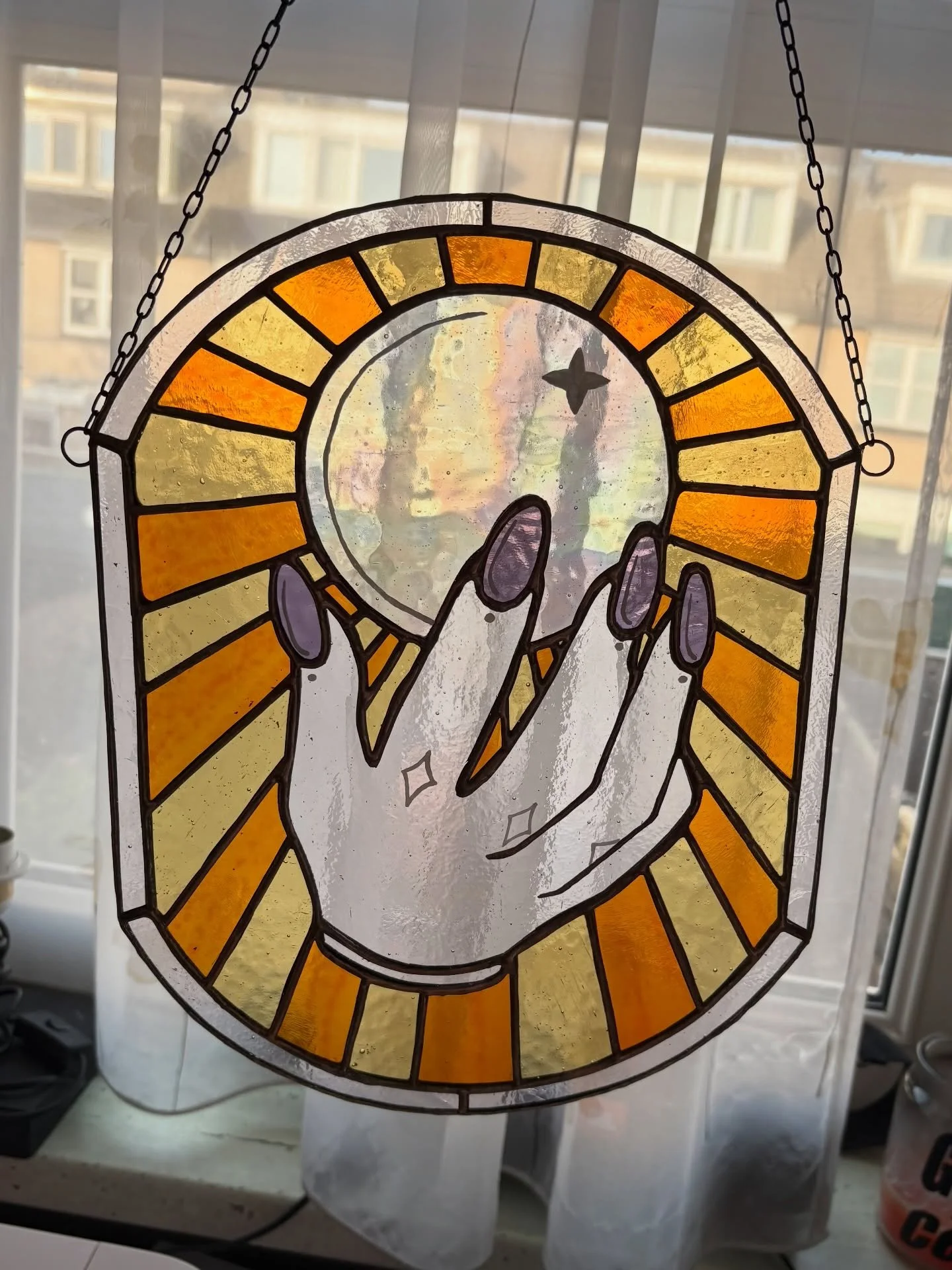 The last couple of weeks I&rsquo;ve worked on @illusion.ink_studio their logo. It was such a cool opportunity to work on a stained glass piece that was gonna be placed in a tattooshop! The proces of making this was so much fun and I learned and used 