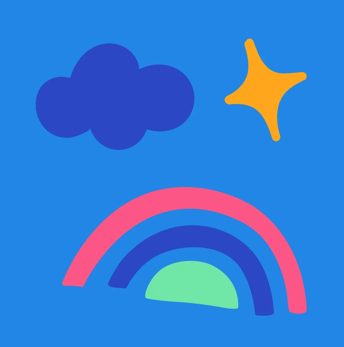 decorative shapes - rainbow, stars and clouds