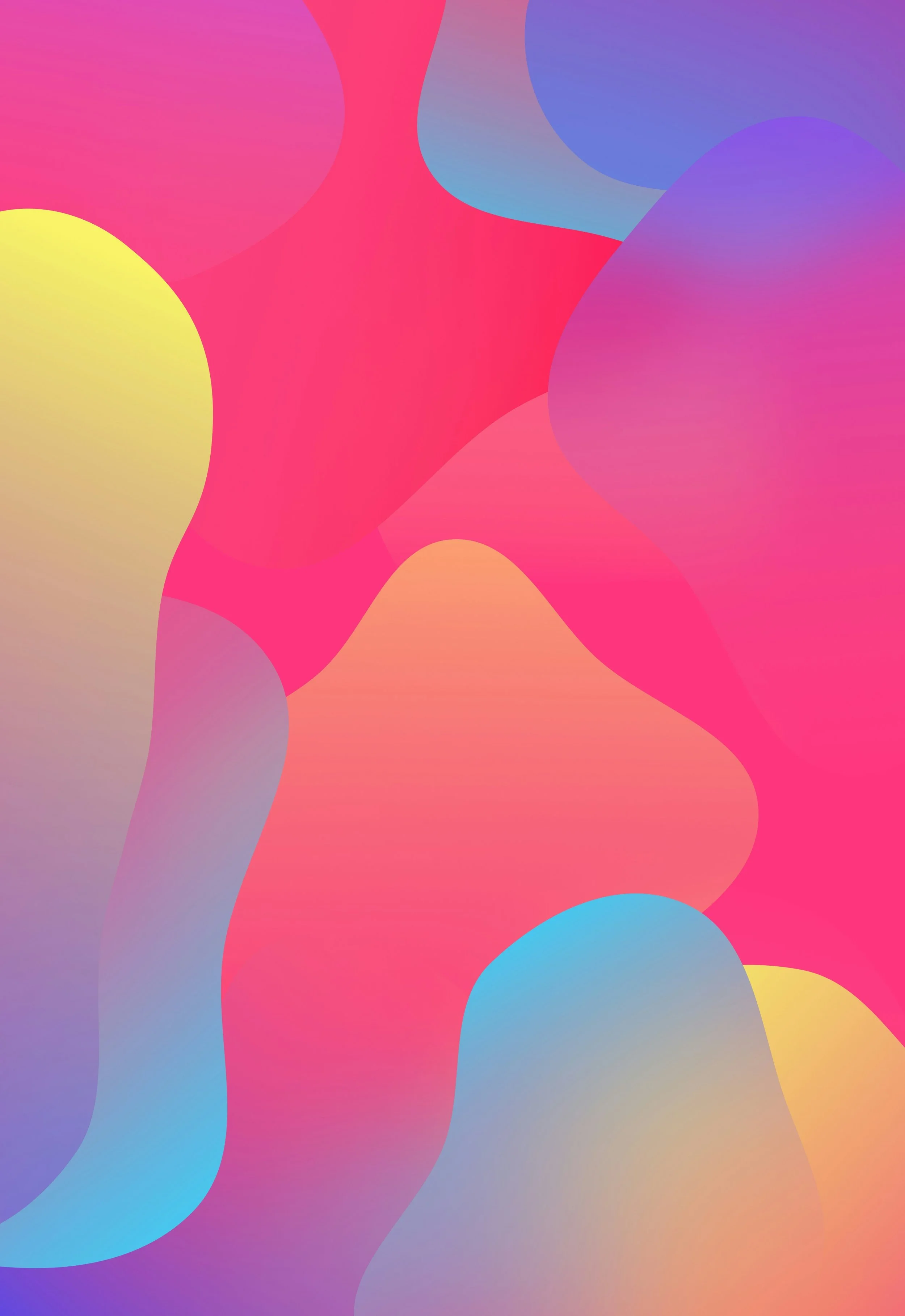 Abstract colorful background with wavy shapes in pink, purple, yellow, and blue hues.