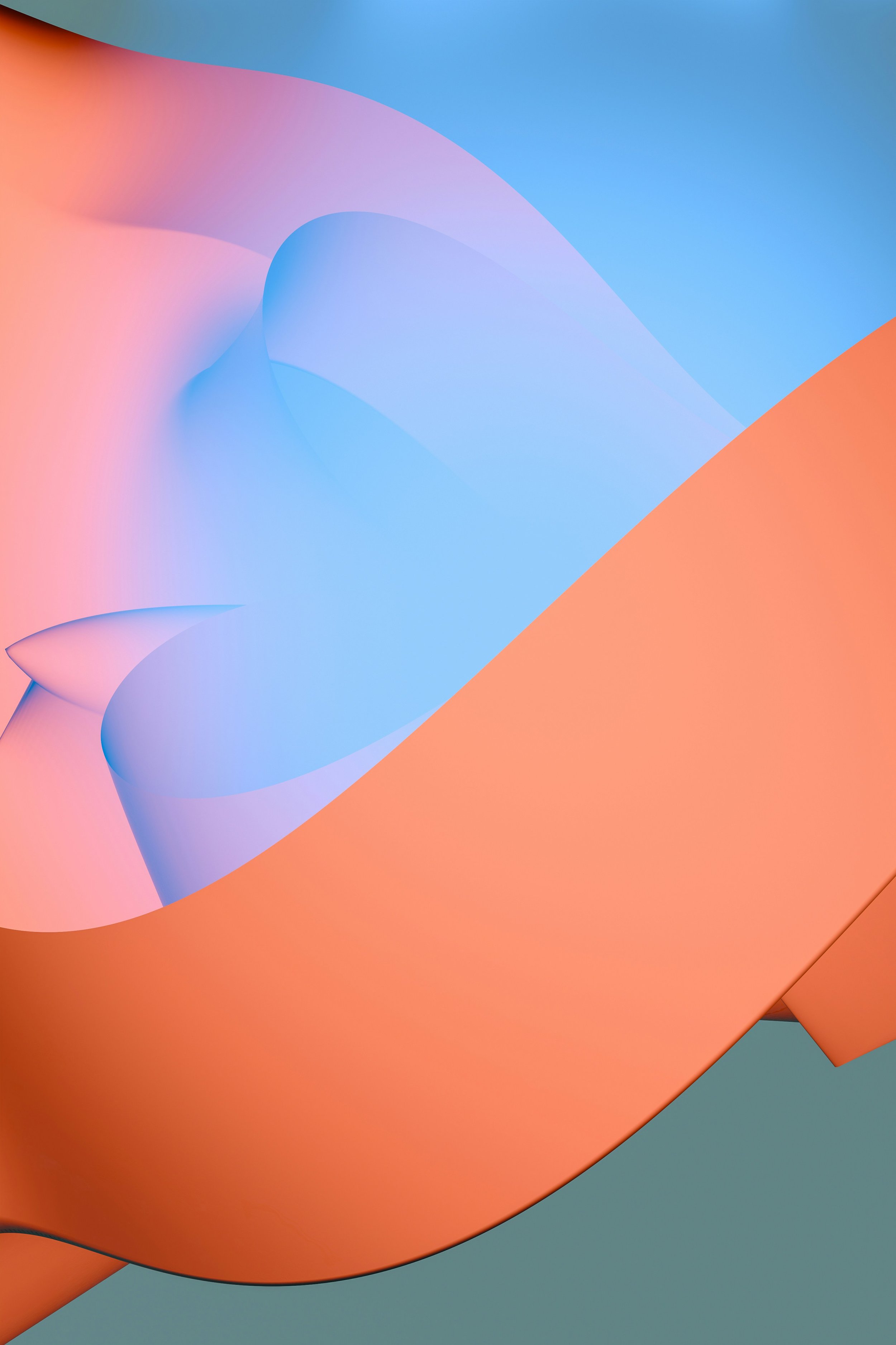 Abstract digital artwork with flowing curves in shades of blue, pink, and orange.