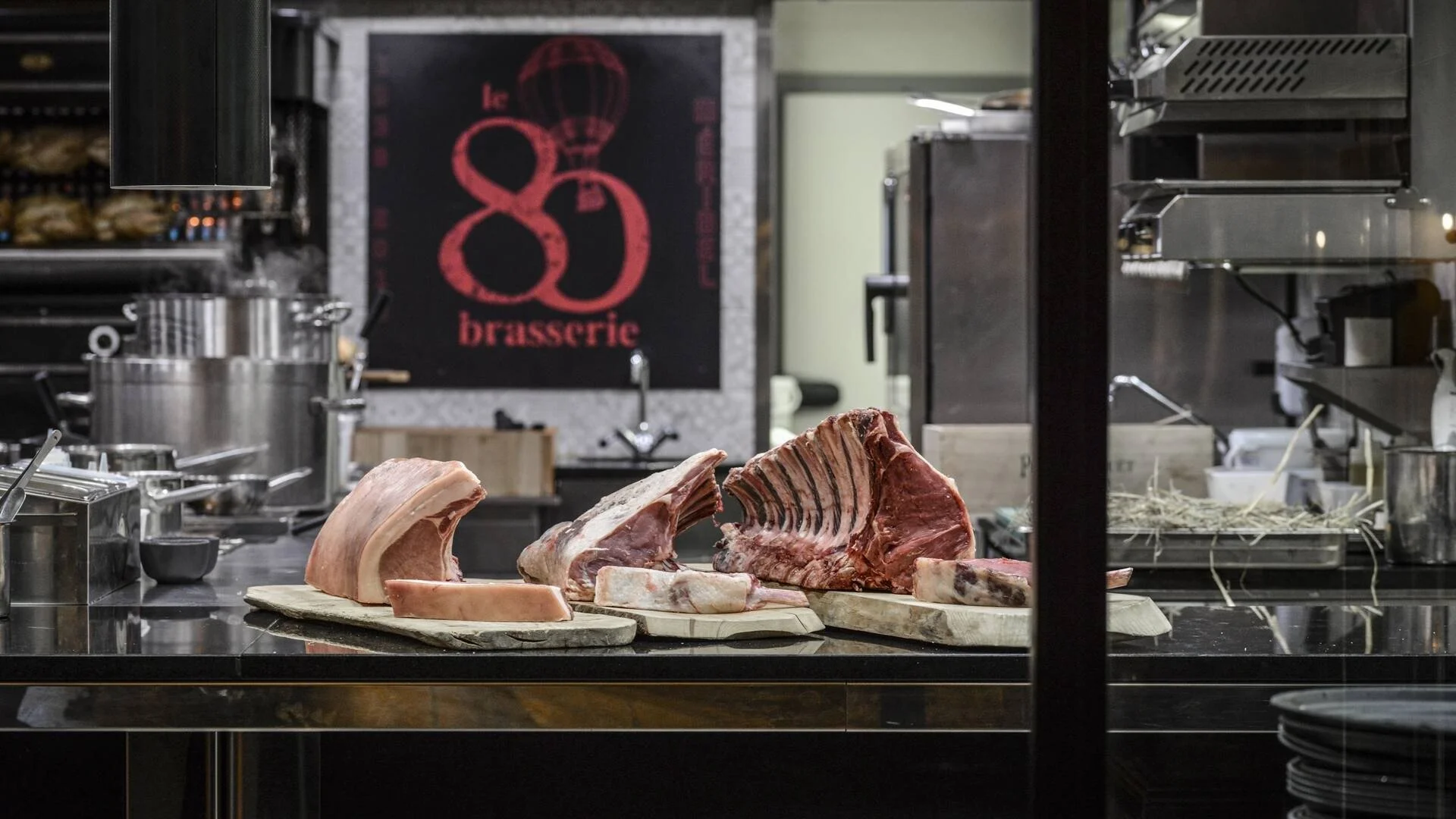 Le 80 Brasserie in Hotel La Chaudanne. Beautifully dry ages meat ready for cooking.