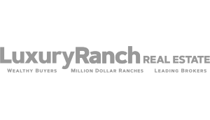 Luxury Ranch Real Estate logo with text 'Luxury Ranch', 'Real Estate', and tagline 'Wealthy Buyers', 'Million Dollar Ranches', 'Larger Rooms'.