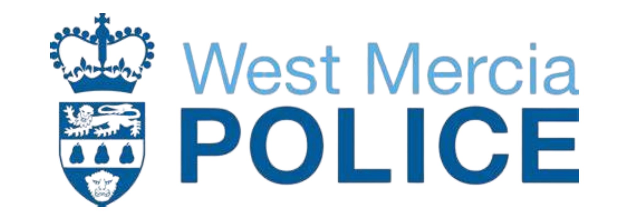 The logo of West Mercia Police featuring a blue shield with a crown on top.