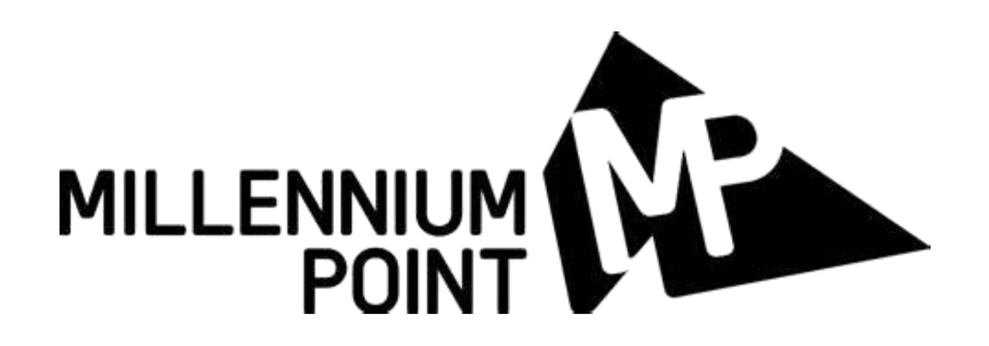 Millennium Point logo with stylised text and upward arrow design.