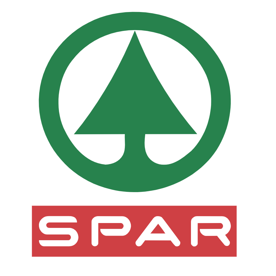 Logo vert avec un arbre stylisé et le mot 'SPAR' en rouge