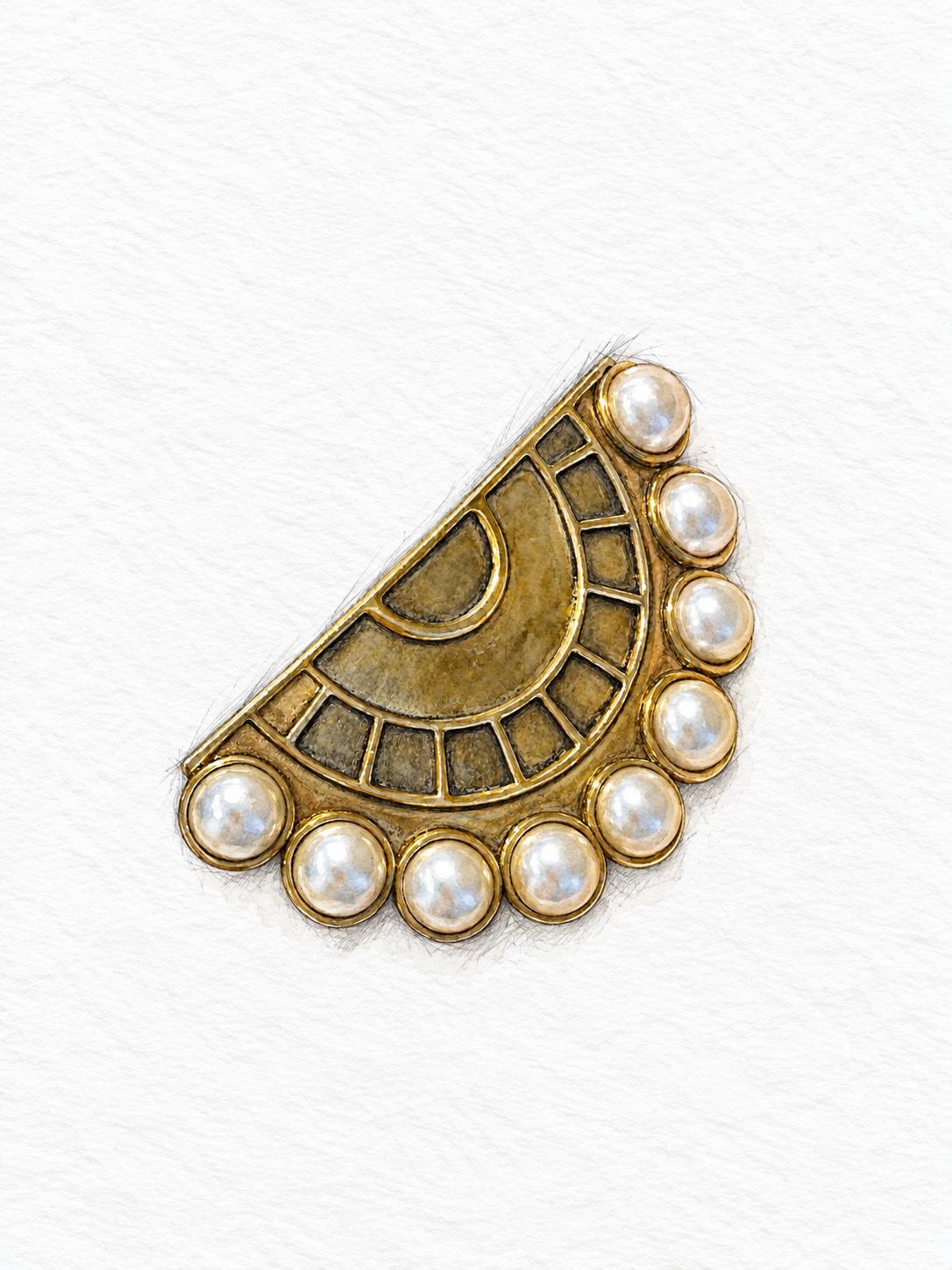 Vintage Gold Fan Brooch with Pearls.png