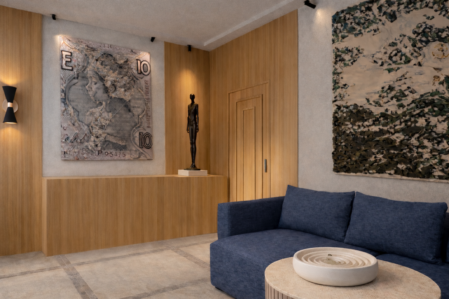 Rincón de sala Japandi con obras de arte.png