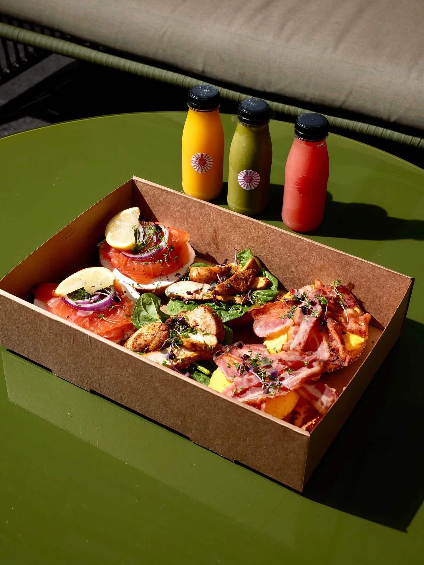 ✨ New Office Delivery Boxes! ✨

We&rsquo;re excited to introduce our special office delivery boxes, perfect for teams of any size! 🥯🥤

Each box includes a delicious variety of:
	&bull;	Freshly made bagels &amp; wraps
	&bull;	Colorful fruit juices
	