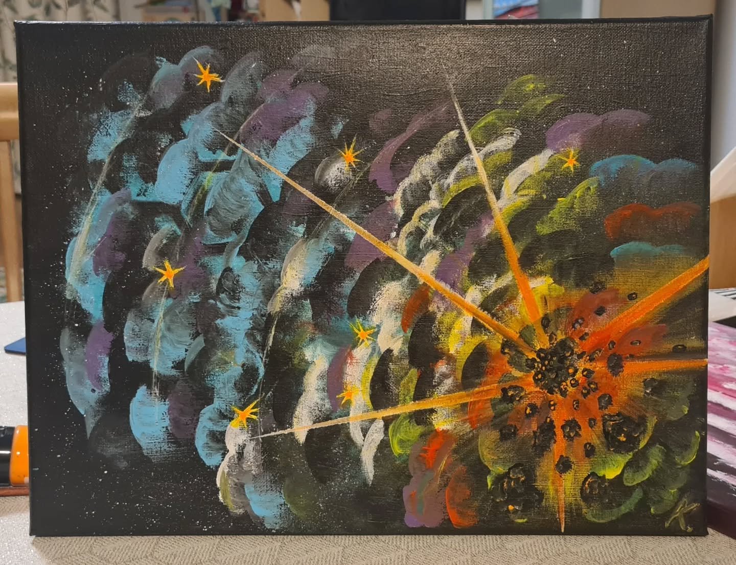 Space explosion #acryliconcanvas 30x40cm #galaxypainting #galaxyexplosion #nofilter
