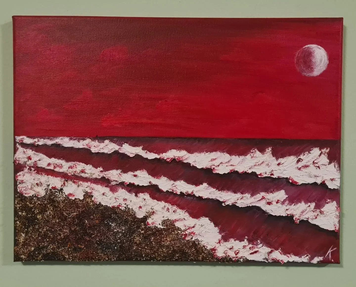 #acryliconcanvas 30&times;40cm
#beachpainting #wavespainting #structuralpaste #nofilter