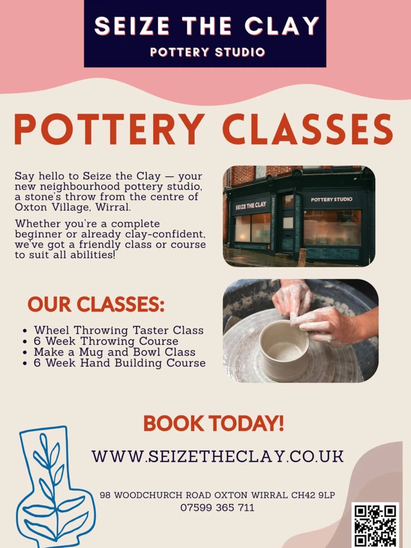 Hello lovely instagram, 

My name is Emily and I&rsquo;m the owner of Seize the Clay Pottery Studio, located in Oxton Village Wirral.

We are now able to take bookings for lessons starting at the end of March. 

I&rsquo;d love to welcome you to th